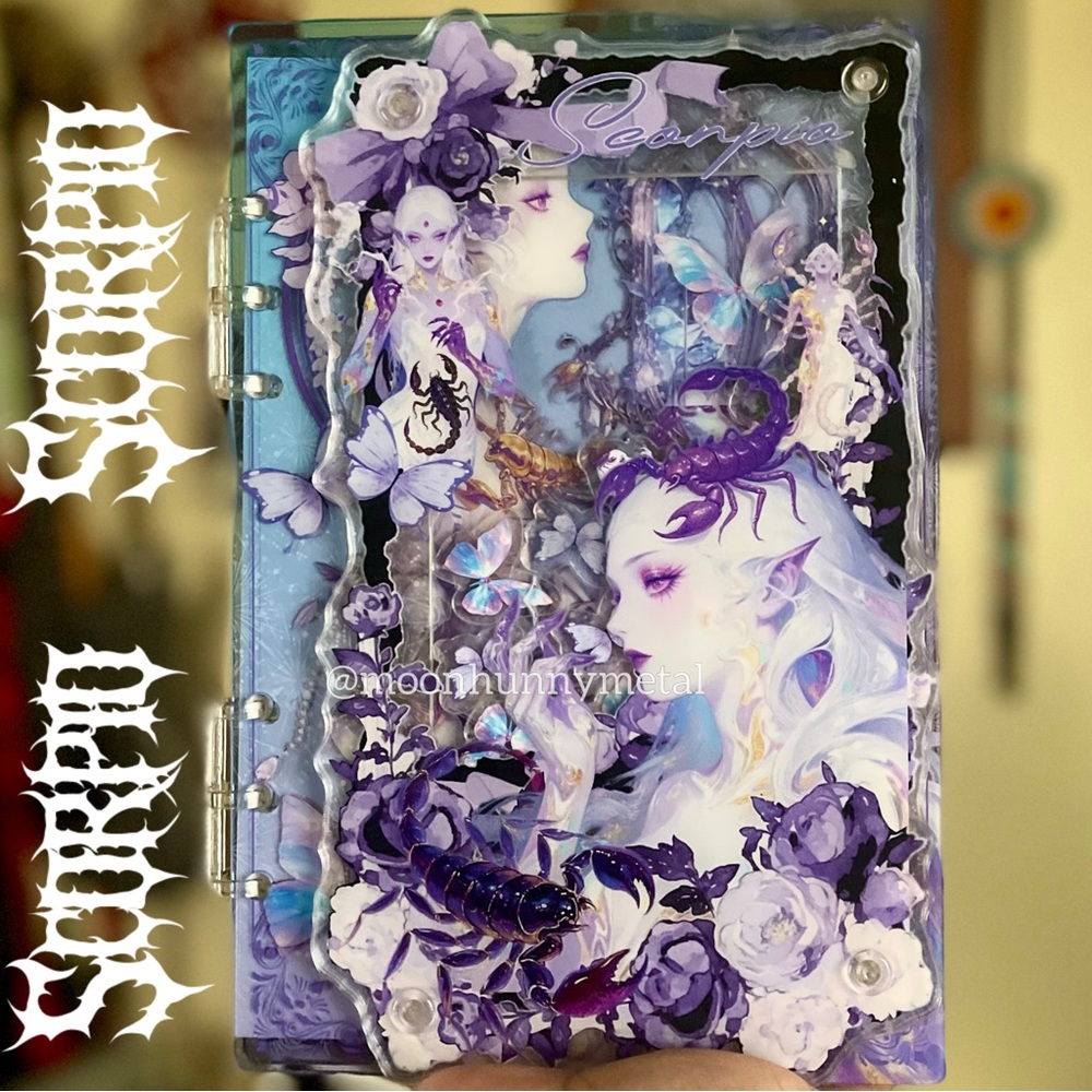 NEW Acrylic Binder Notebook Journal Zodiac Wicca Goth Princess Diary A5 Shaker